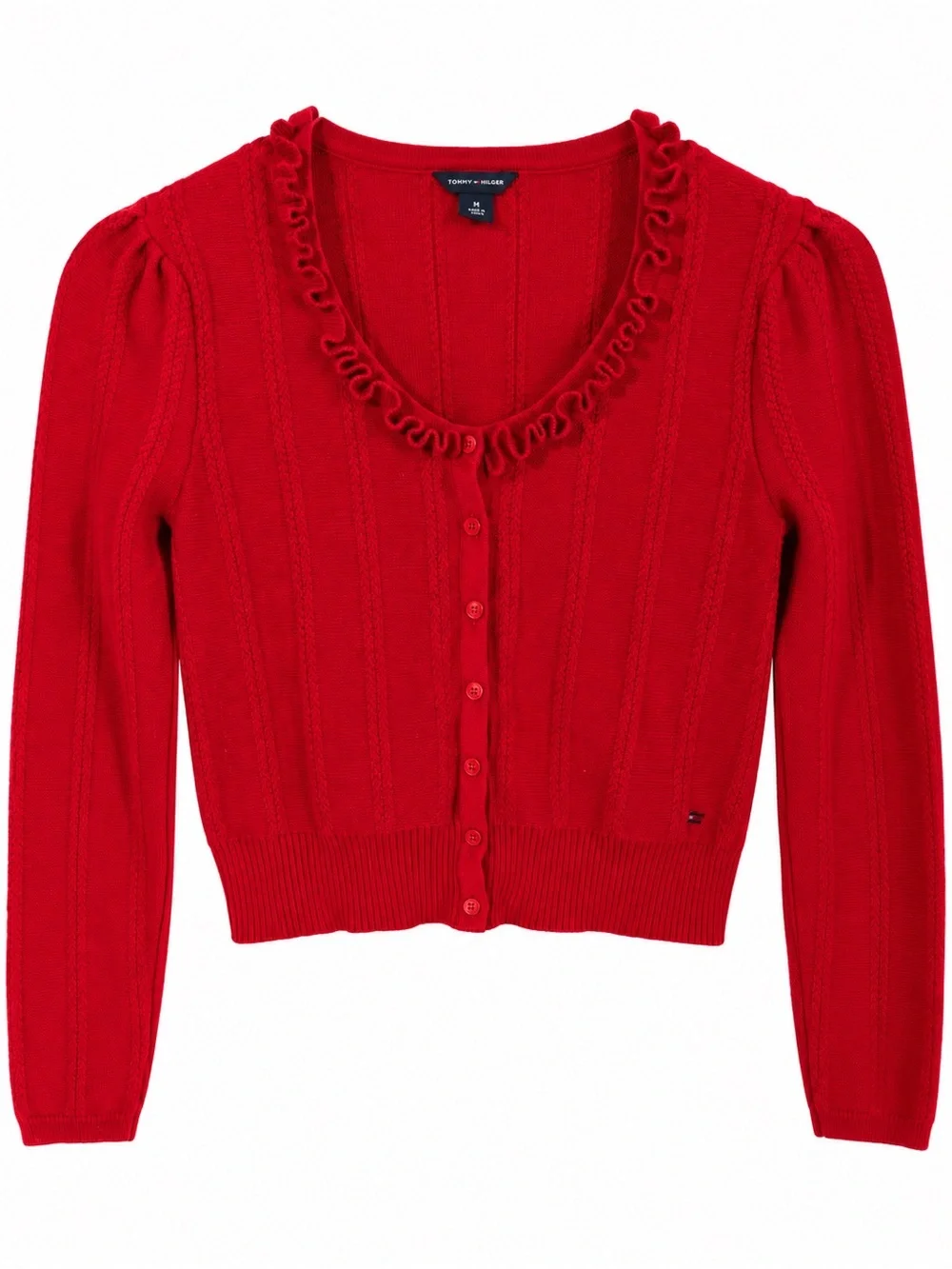 Girl’s Tommy Hilfiger Red Ruffle-Trim Button Cardigan size 8-10